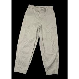 Vuori Anza Pants Womens Sz Small Talc Twill Structured Barrel Leg Pant VW4310